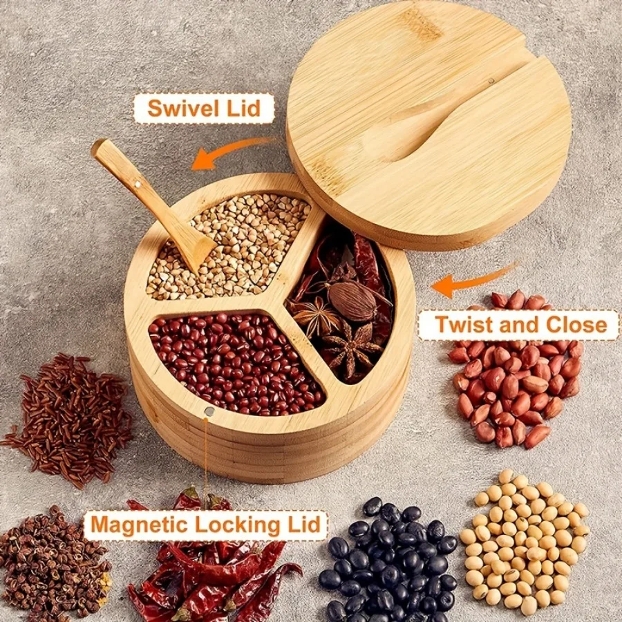 Bath Salts Jar - Bamboo Covered Wooden Spoon Seasoning Jar
