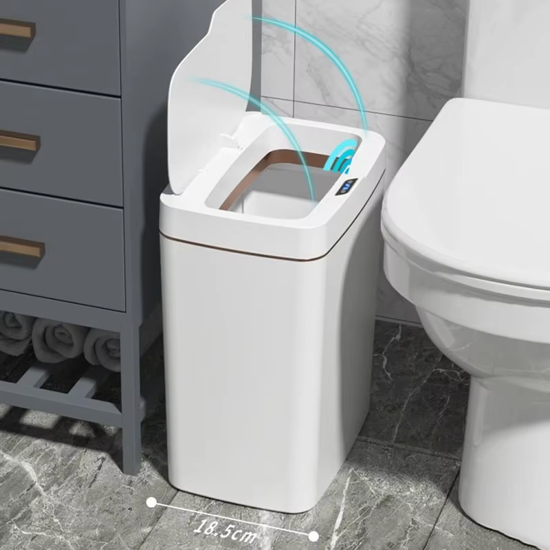 Home Bathroom Trash Can - 15L Narrow Smart Bathroom Trash Can