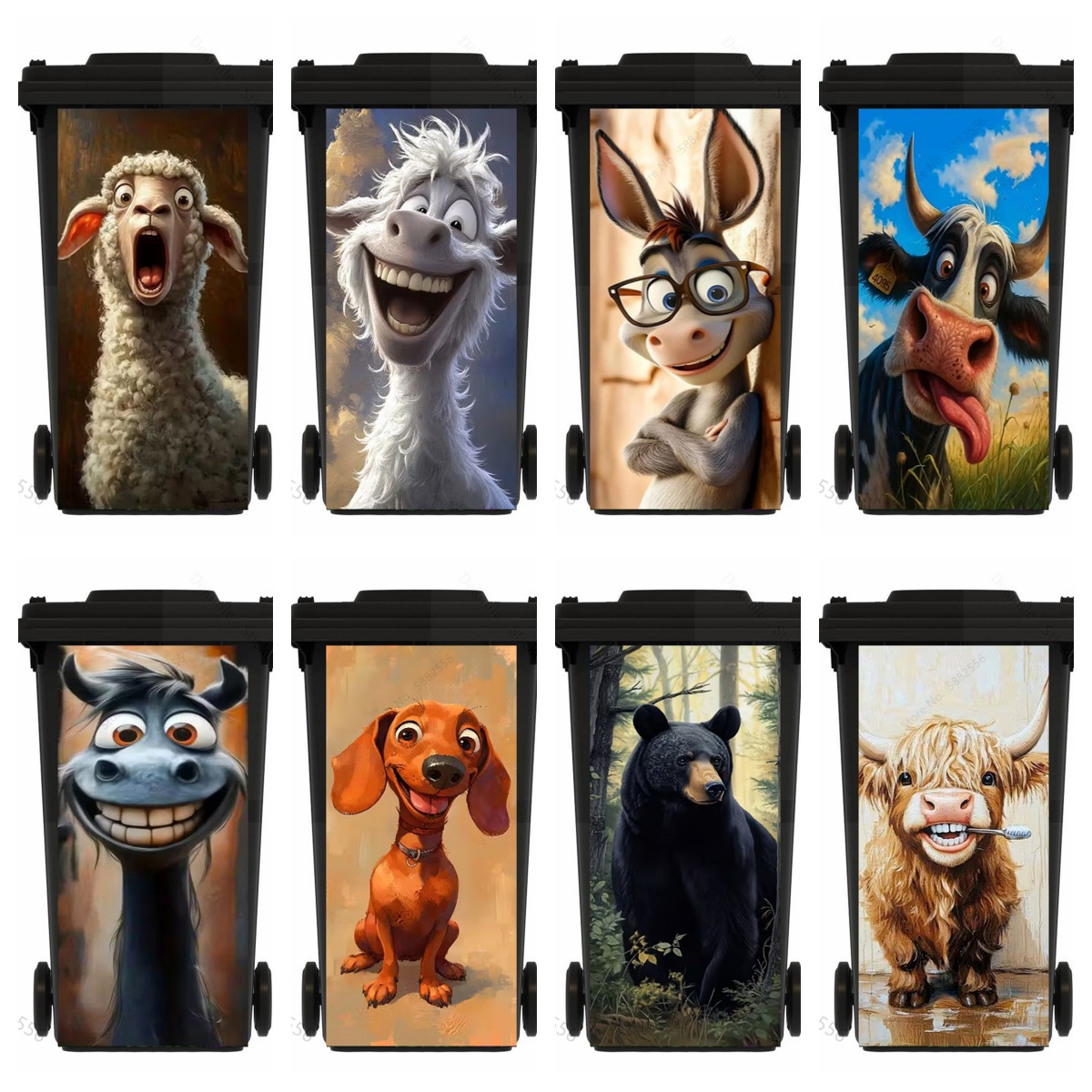 Home Bathroom Trash Can - Funny Cartoon Horse Trash Can Stickers