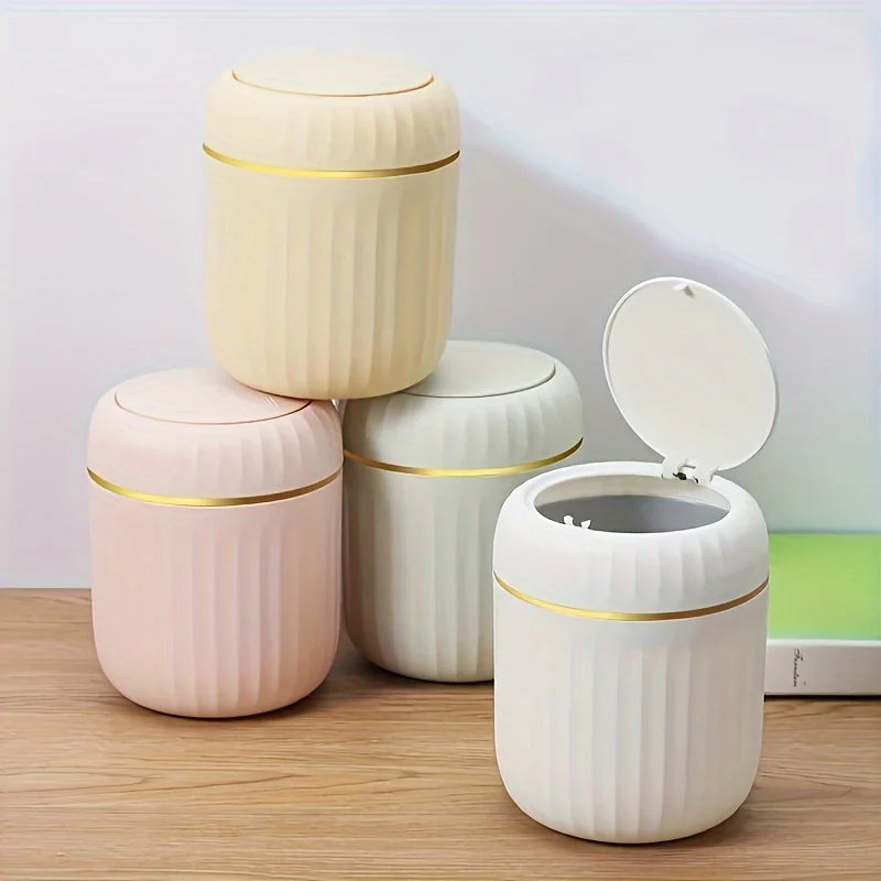 Home Bathroom Trash Can - Mini Desktop Trash Can with Lid