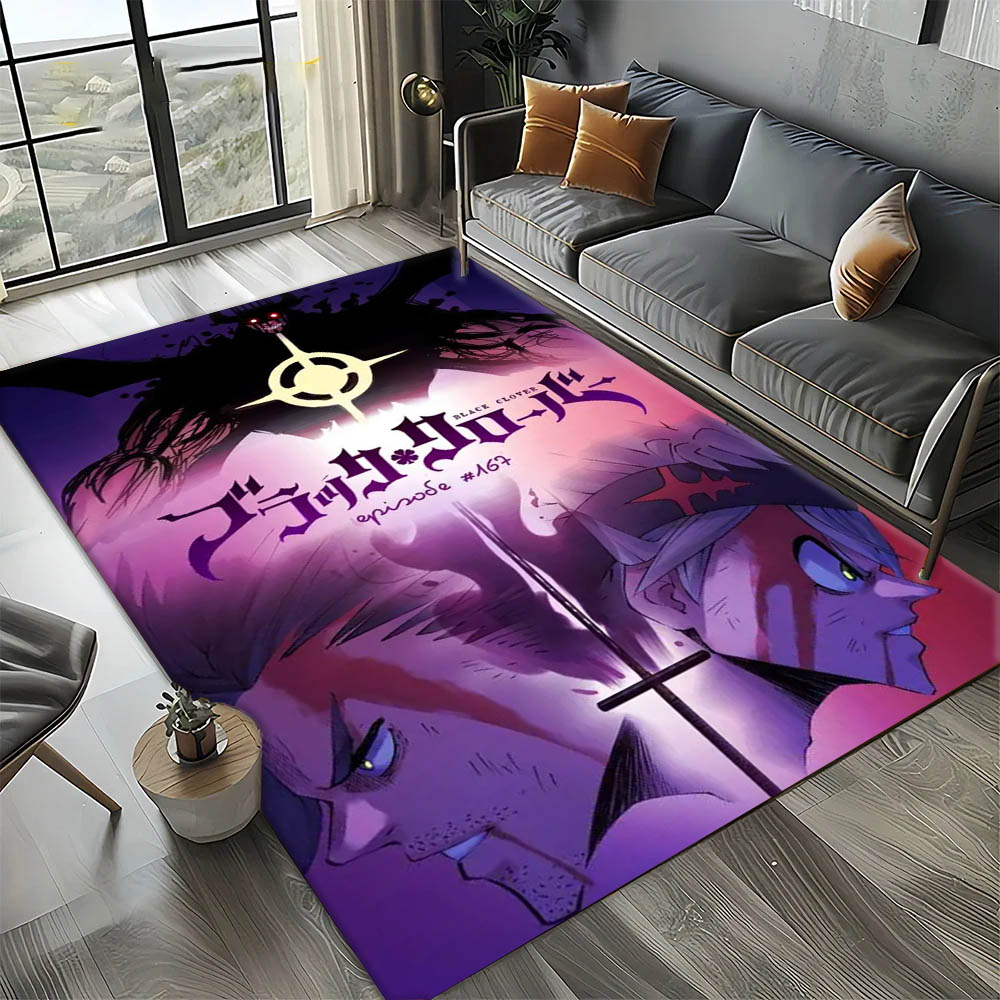 Home Bathroom Floor Mats - Cartoon Anime B-Black H-Hot Clover Carpet