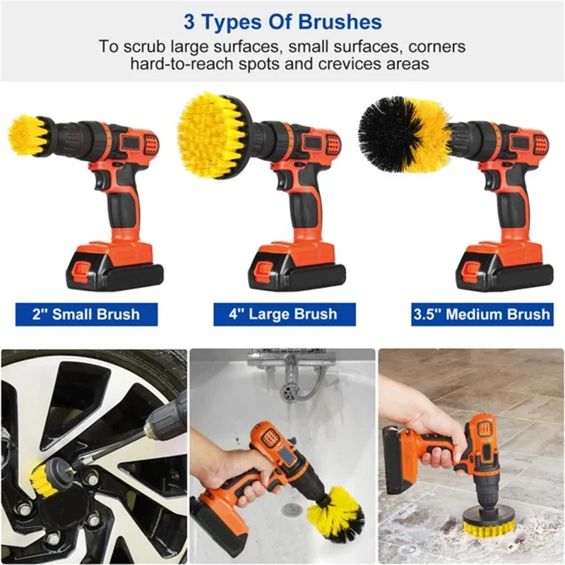Home Bathroom Products - 3 Pcs/Set Power Drill Brush Set