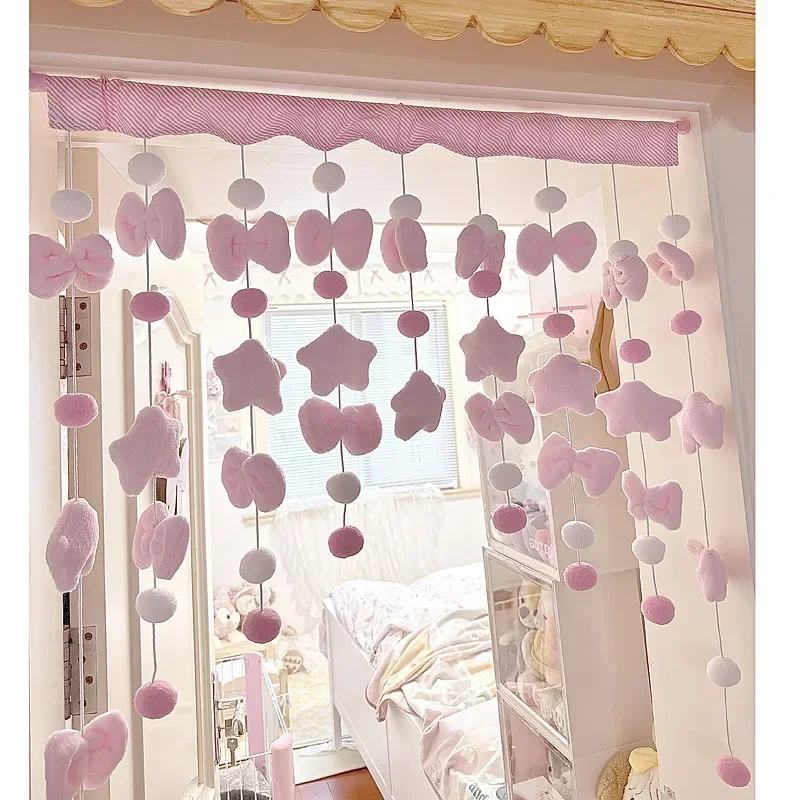 Home Bathroom Products - Pink Cute Bow Short Curtain Thread