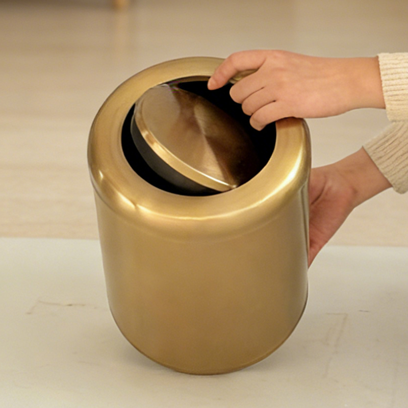 Home Bathroom Trash Can - 8L/2.4gal New Gold Stainless Steel Trash