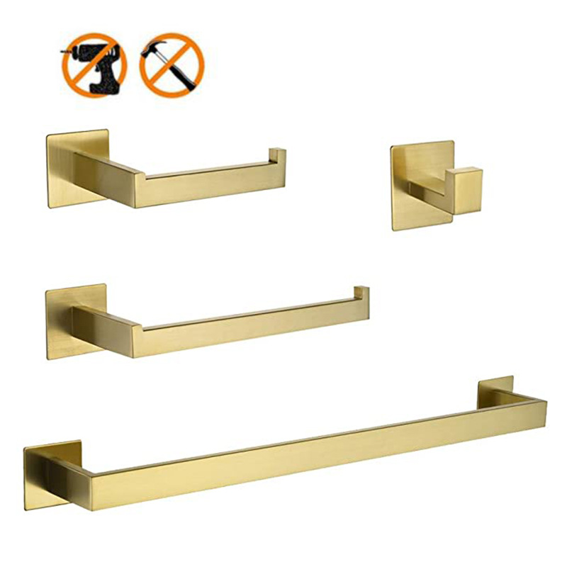 Home Bathroom Hardware - 304 Stainless Steel 4-Piece Gold Bathroom