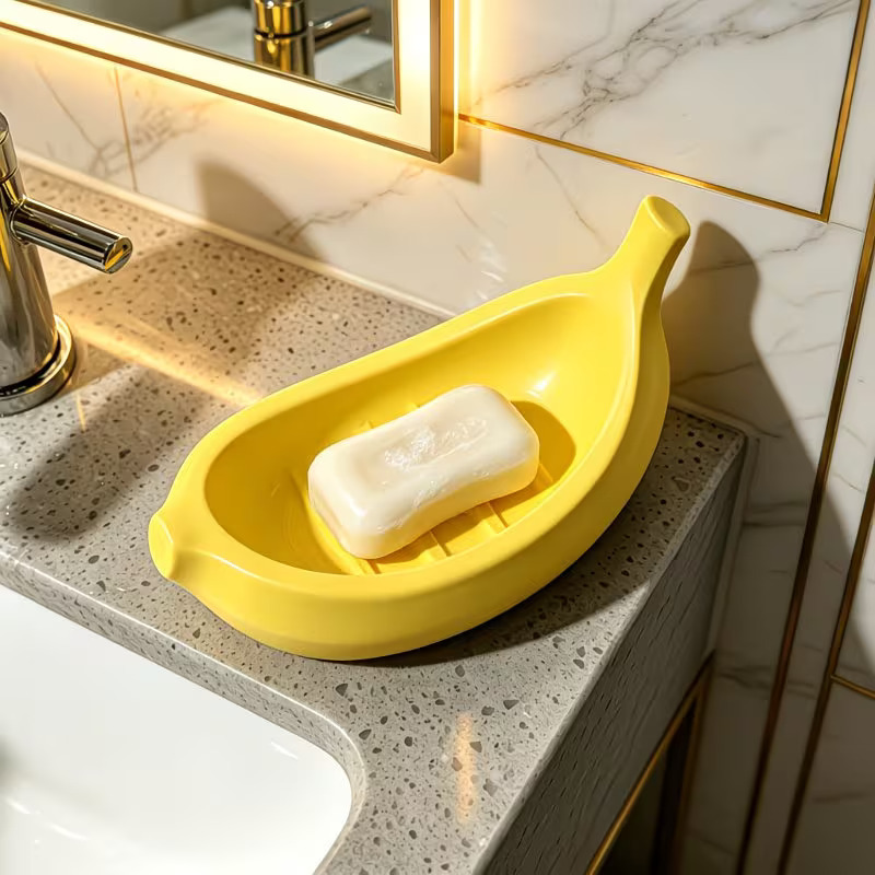 Home Bathroom Sink - 1pc Creative Banana Soap Dish, Fun