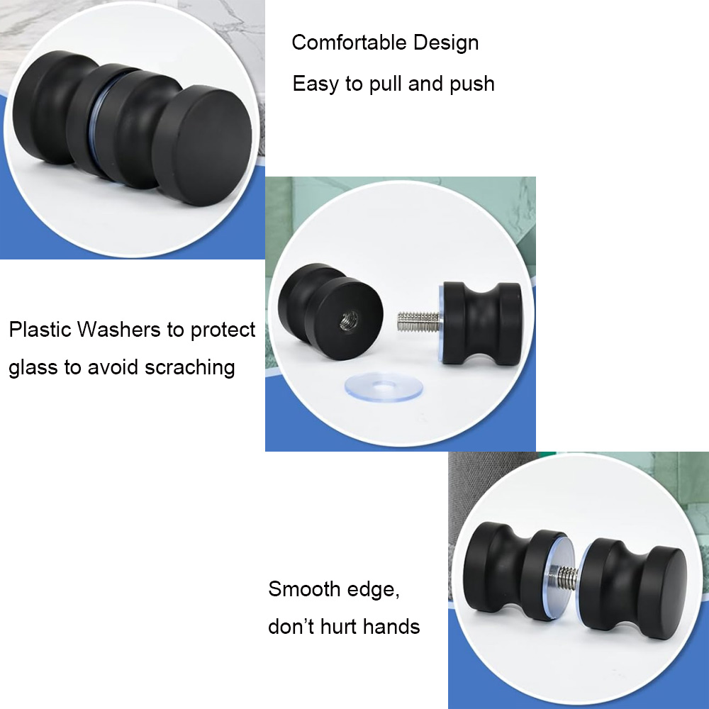 Aluminum Glass Door Knob Black - Home Bathroom Hardware ulasan dan harga