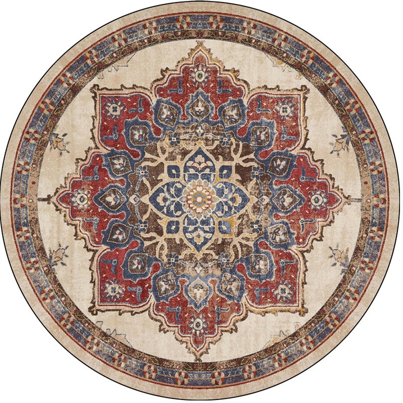 Retro Round Boho Living Room C - Home Bathroom Floor Mats ulasan dan harga