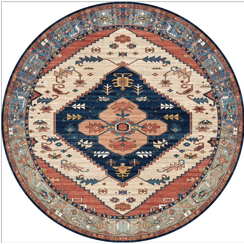 Retro Round Boho Living Room C - Home Bathroom Floor Mats ulasan dan harga
