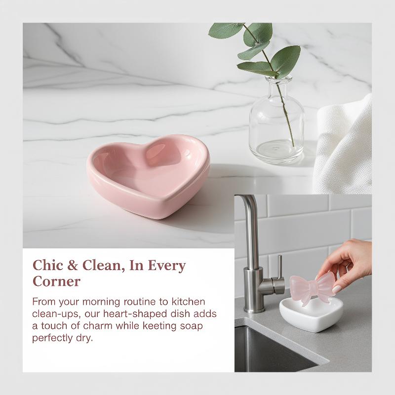 Cute Bow Heart Shaped Ceramic  - Home Bathroom Sink ulasan dan harga
