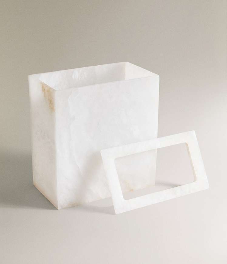 Natural Stone Snowflake Gypsum - Home Bathroom Trash Can ulasan dan harga