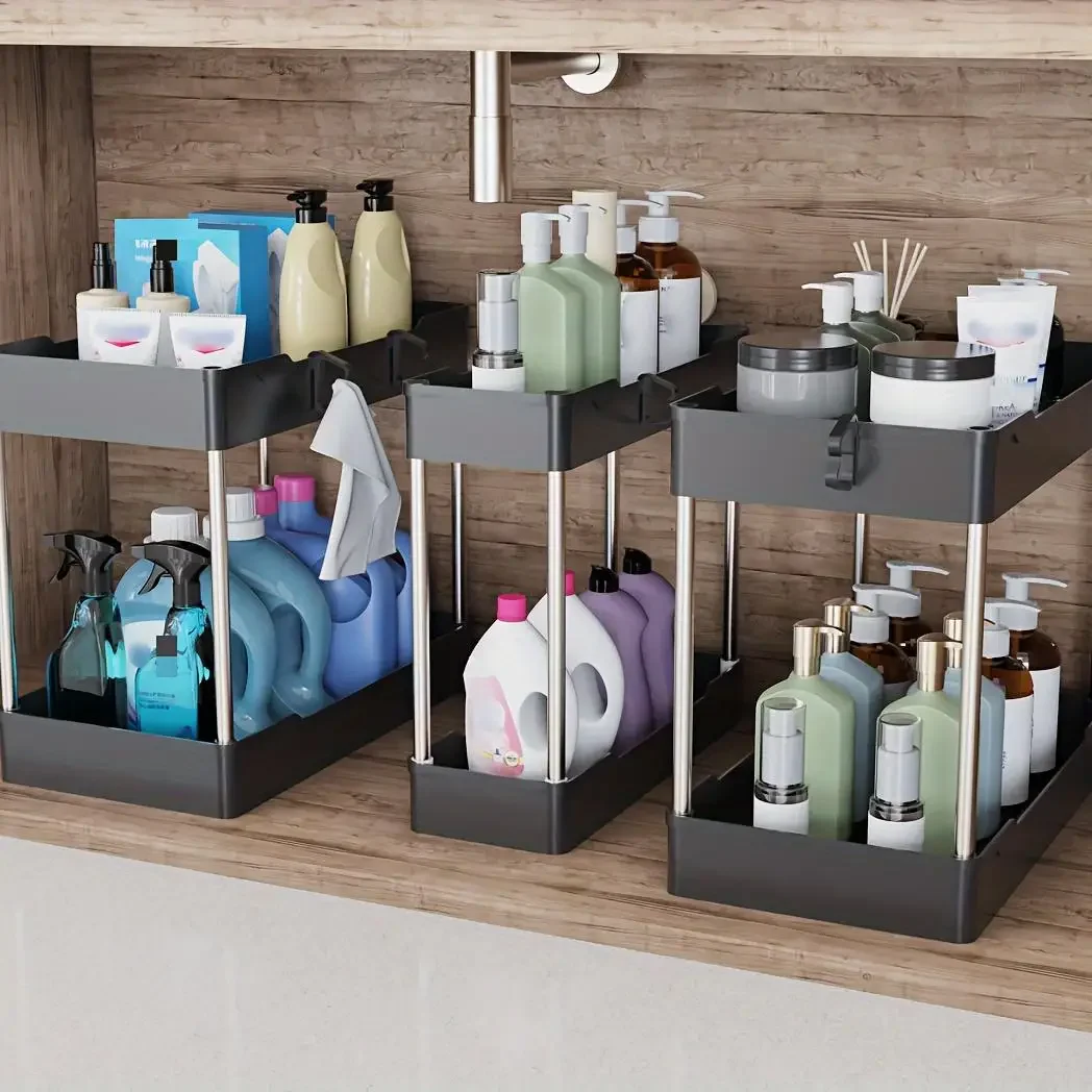 3Pcs/Set Under Sink Organizer  - Home Kitchen Bathroom Cleaning ulasan dan harga