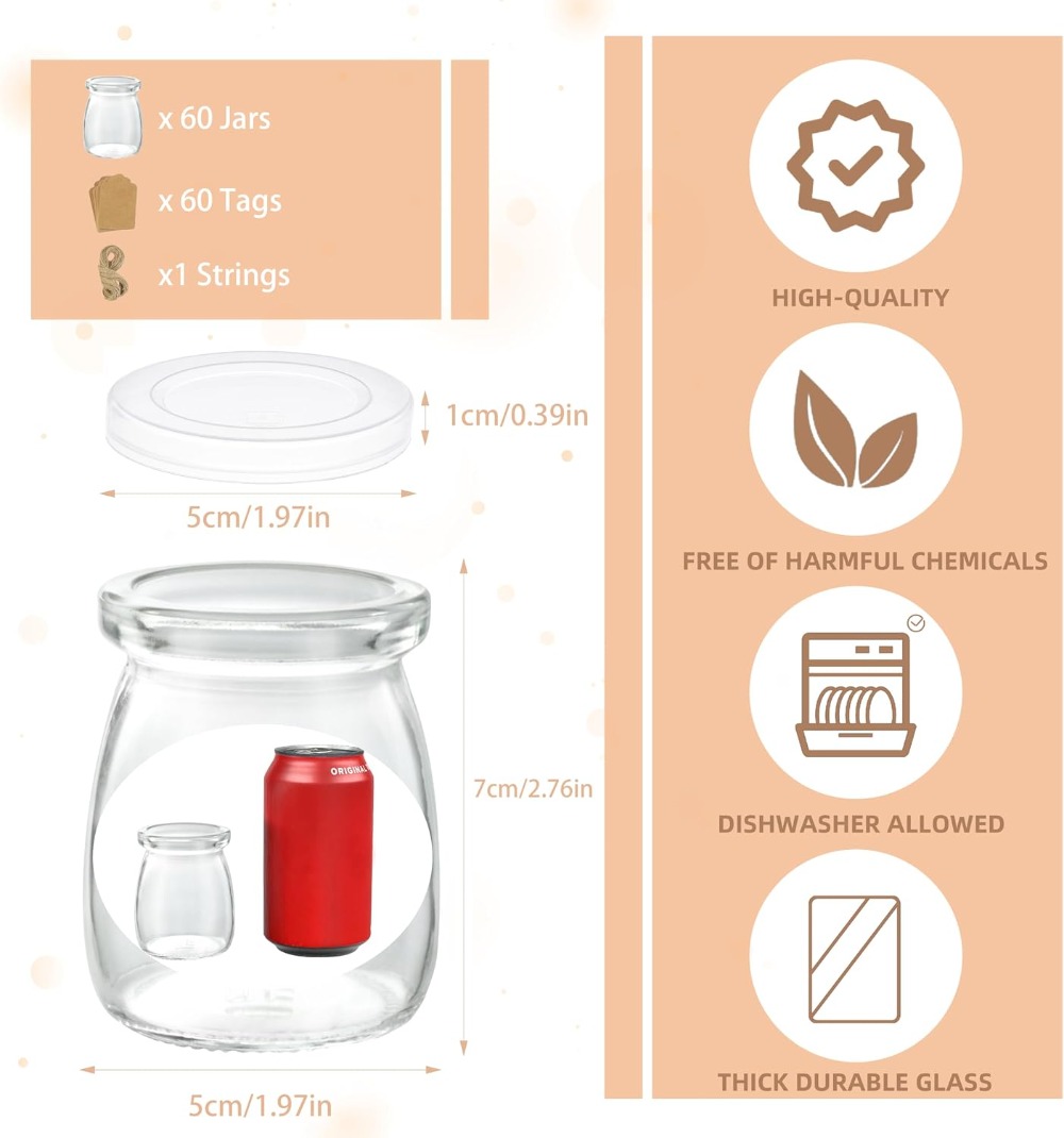 60 Pack 3.4 oz Mini Glass Jars - Bath Salts Jar ulasan dan harga