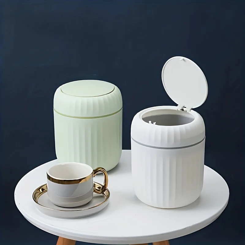 Mini Desktop Trash Can with Li - Home Bathroom Trash Can ulasan dan harga