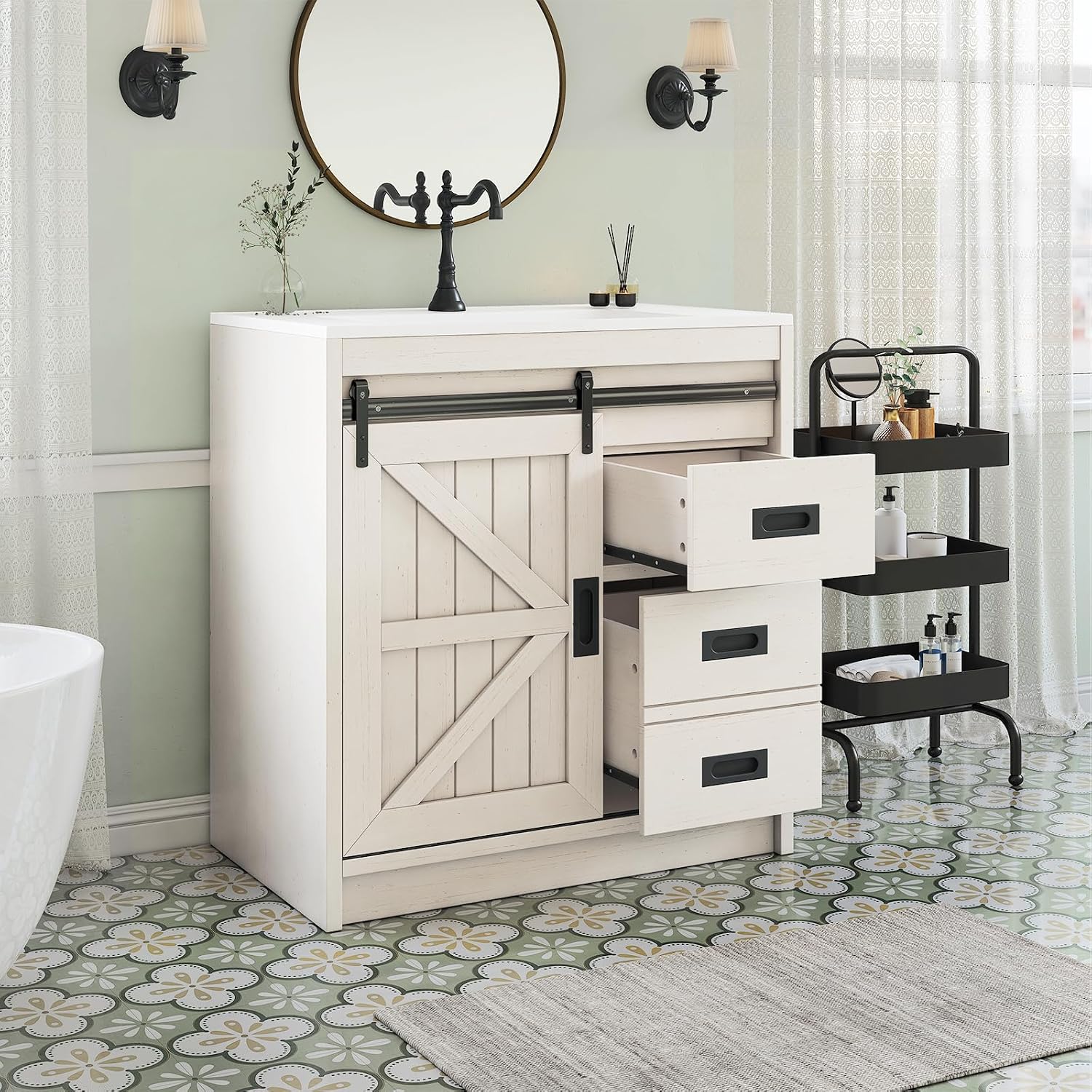 Large Farmhouse Bathroom Vanit - Home Bathroom Sink ulasan dan harga