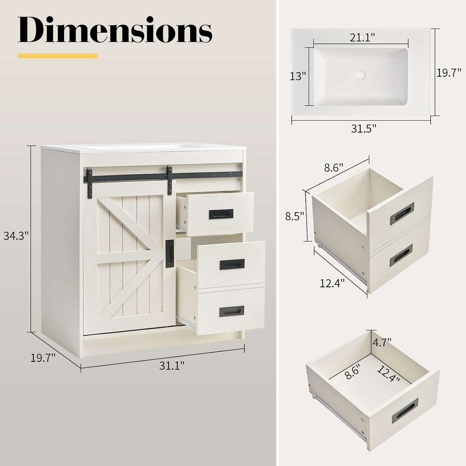 Large Farmhouse Bathroom Vanit - Home Bathroom Sink ulasan dan harga