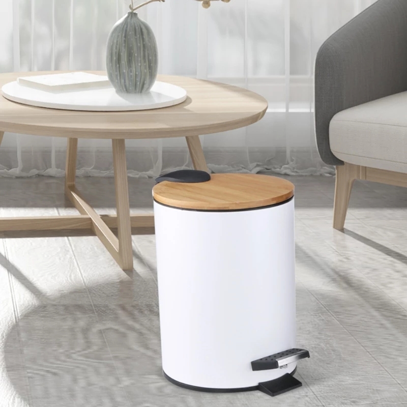 3/5L Wooden Flip Step Trash Ca - Home Bathroom Trash Can ulasan dan harga
