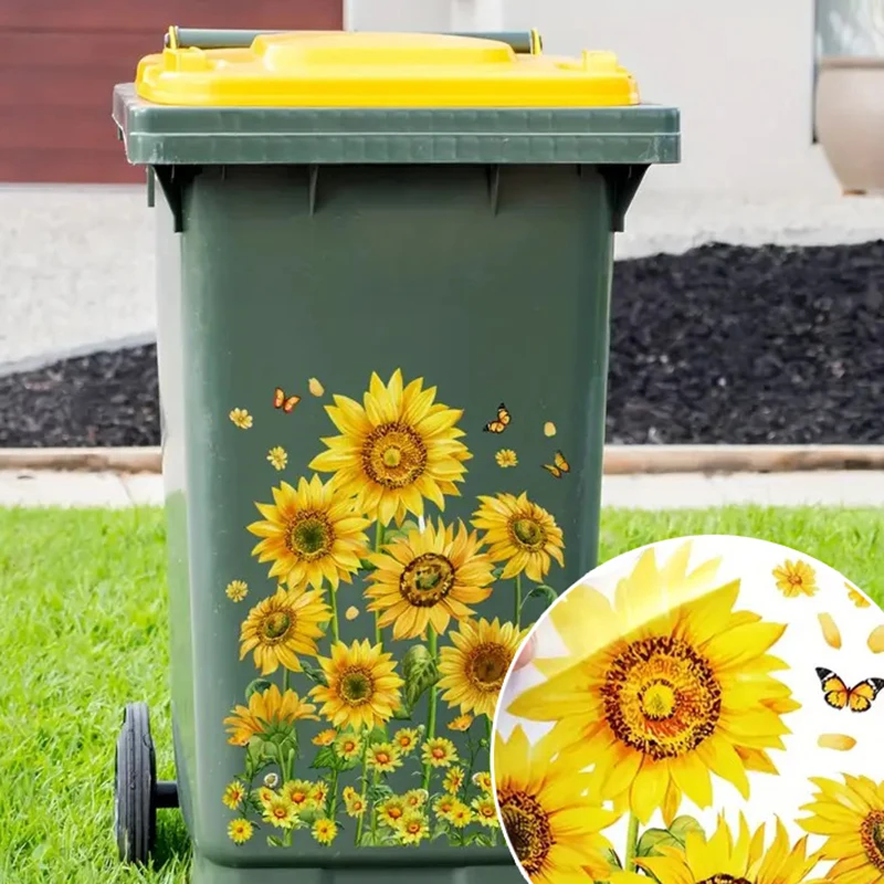 Sunflower Trash Can Stickers F - Home Bathroom Trash Can ulasan dan harga