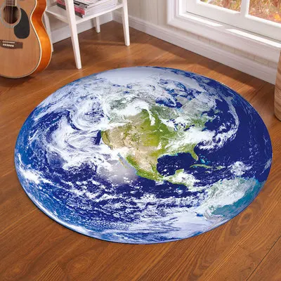 Galaxy Earth Moon Round Carpet - Home Bathroom Floor Mats ulasan dan harga