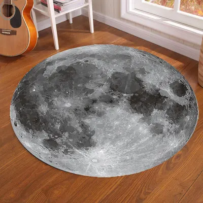 Galaxy Earth Moon Round Carpet - Home Bathroom Floor Mats ulasan dan harga