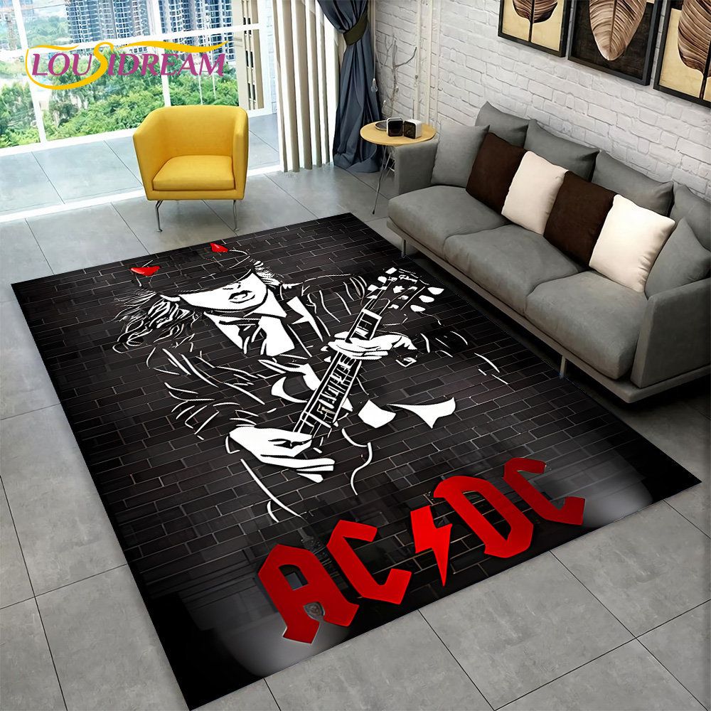 AC/DC Rock Band Area Rug Large - Home Bathroom Floor Mats ulasan dan harga